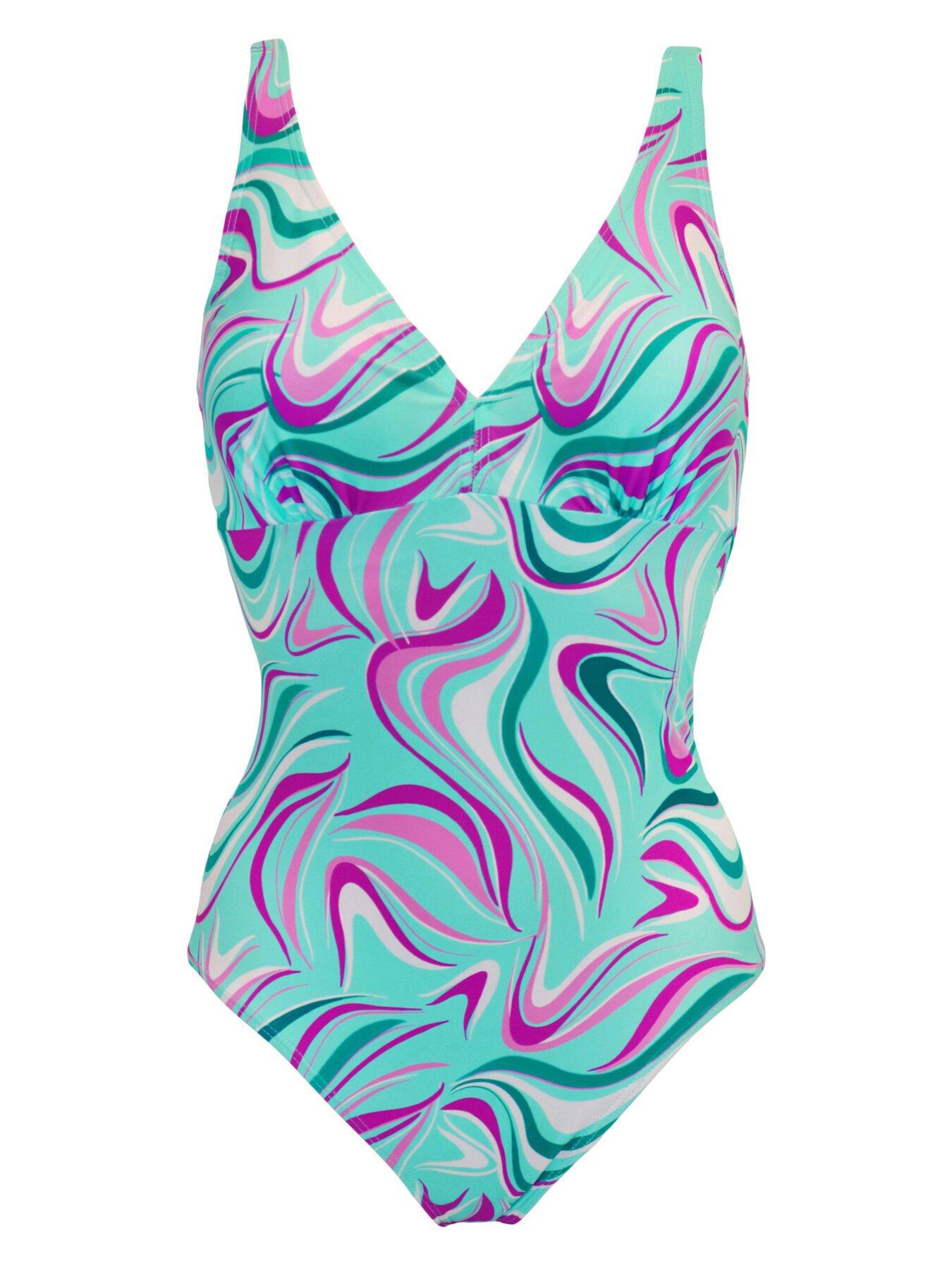 Pour Moi Freedom Scoop Neck Tummy Control Swimsuit - Bright Multi