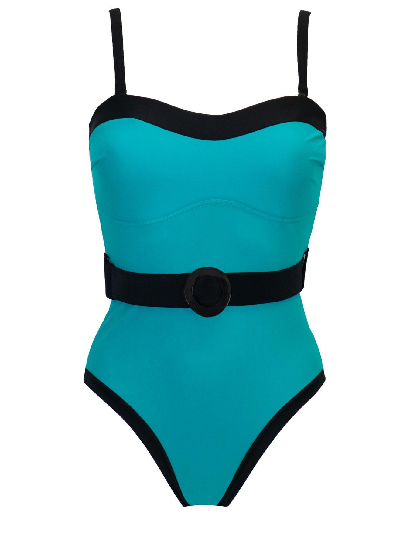 Image 3 of 4 of Pour Moi Removable Straps Belted Tummy Control Swimsuit - Multi