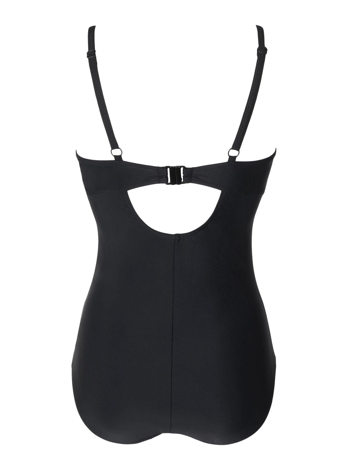 Image 4 of 4 of Pour Moi Lightly Padded Underwired Twist Front Tummy Control Swimsuit - Black