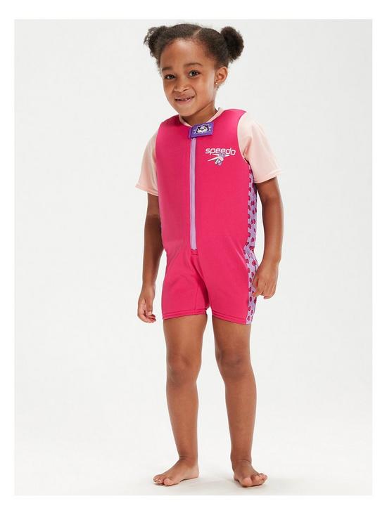 front image of speedo-infant-character-printed-float-suit-pink