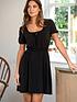  image of pour-moi-evangeline-gathered-neckline-recycled-slinky-jersey-dress-black