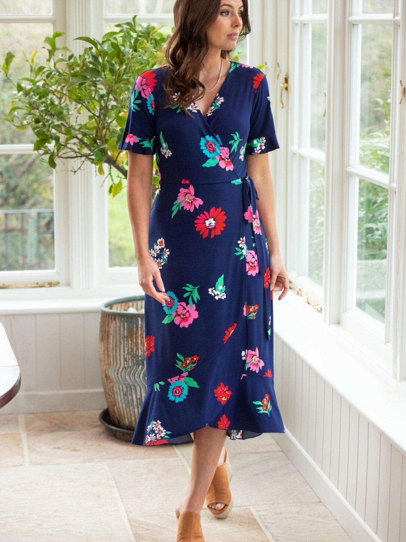 Jersey midi shop wrap dress