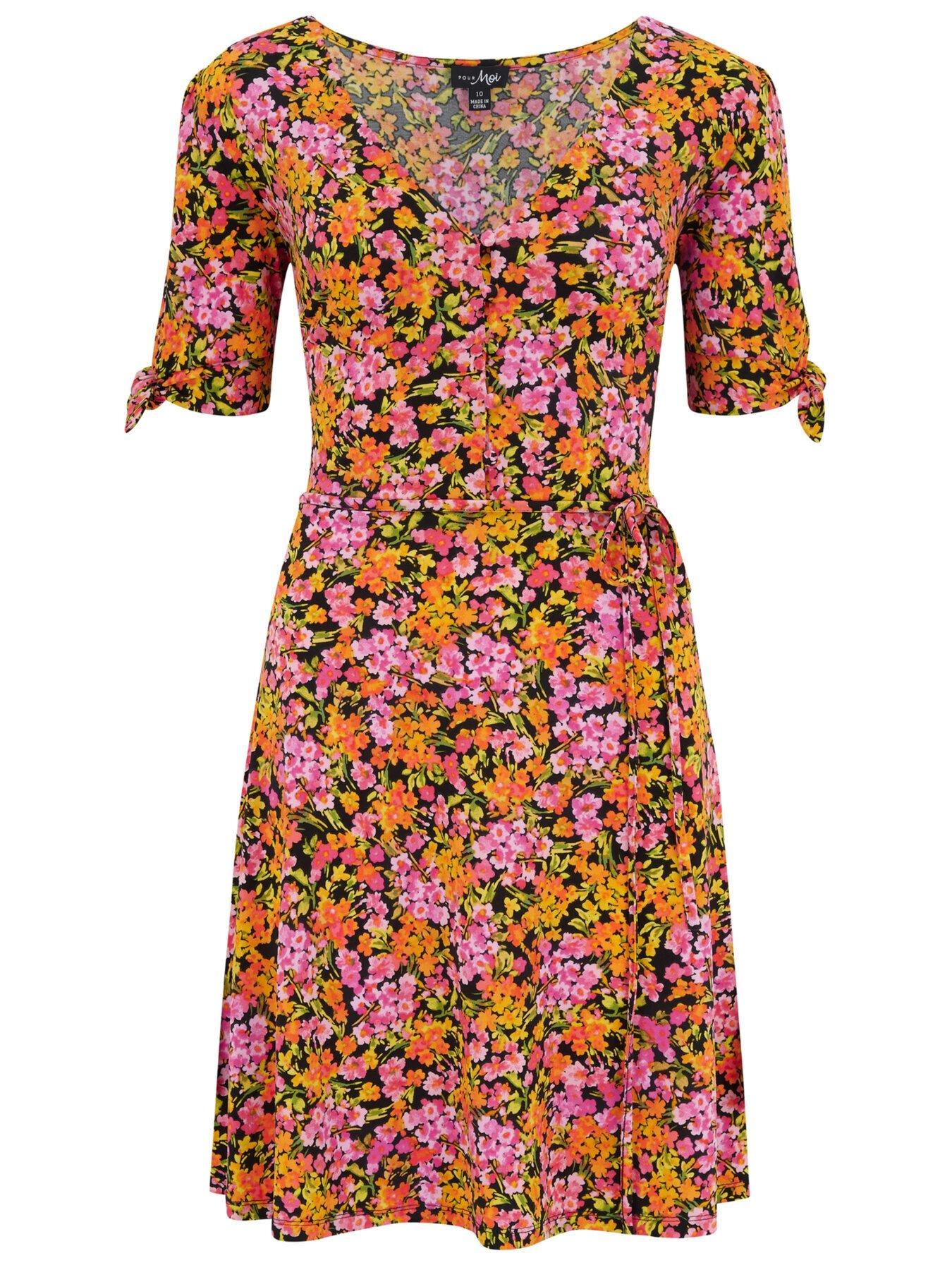Image 3 of 4 of Pour Moi Bella Slinky&nbsp;Jersey Tie Sleeve Tea Dress
