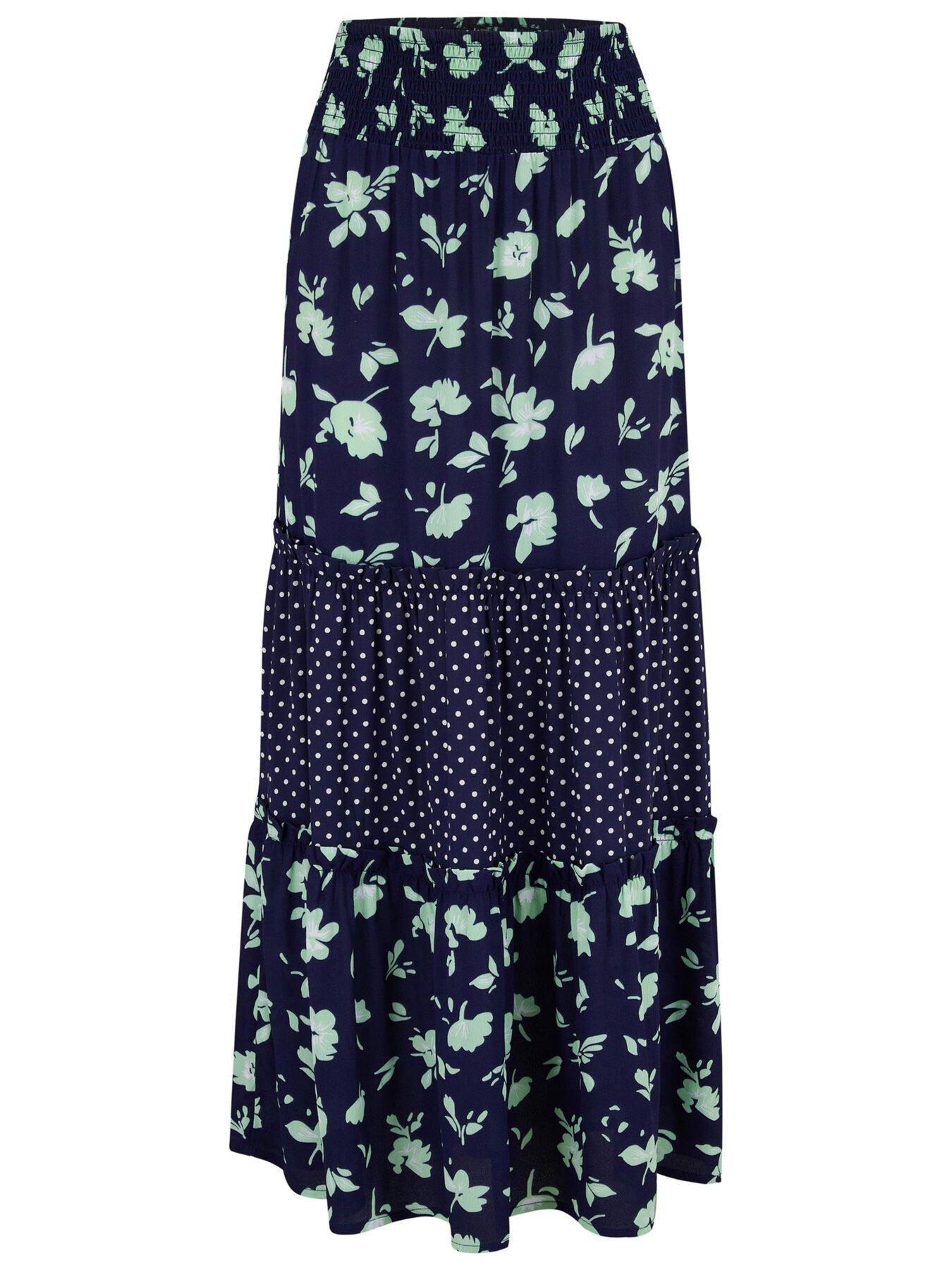 Tahlia Tiered Woven Maxi Skirt Dark Floral