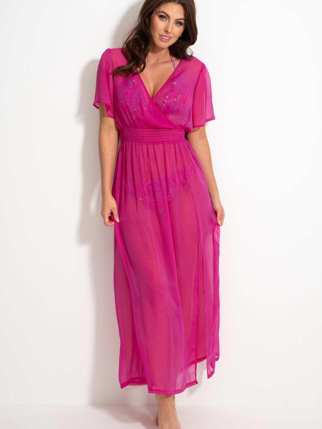 undefined Short Sleeve Chiffon Wrap Maxi Kaftan