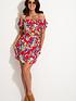  image of pour-moi-woven-puff-sleeve-belted-bardot-dress-red