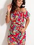  image of pour-moi-woven-puff-sleeve-belted-bardot-dress-red