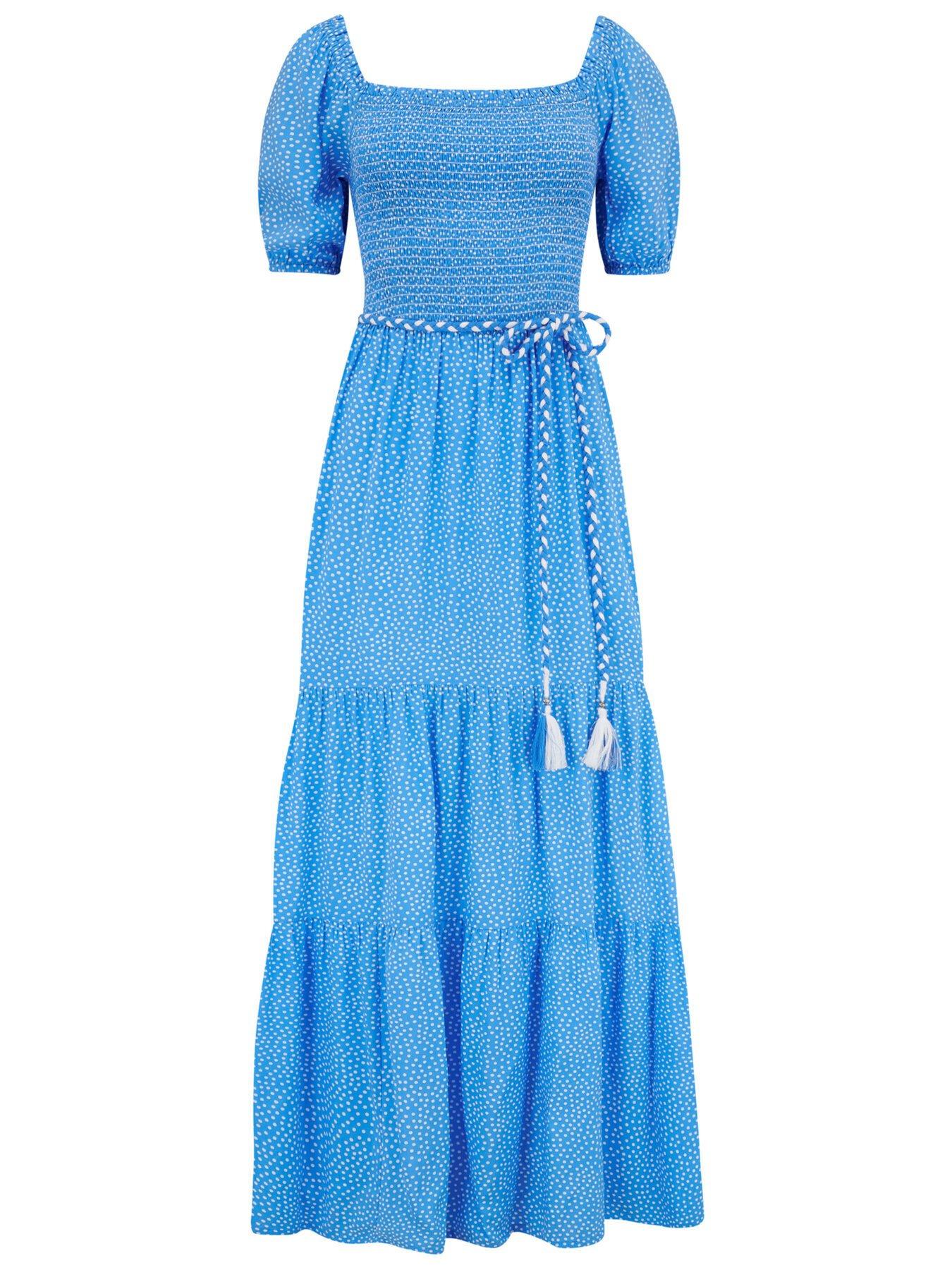 Pour Moi Sadie Shirred Bodice Woven Short Sleeve Maxi Dress