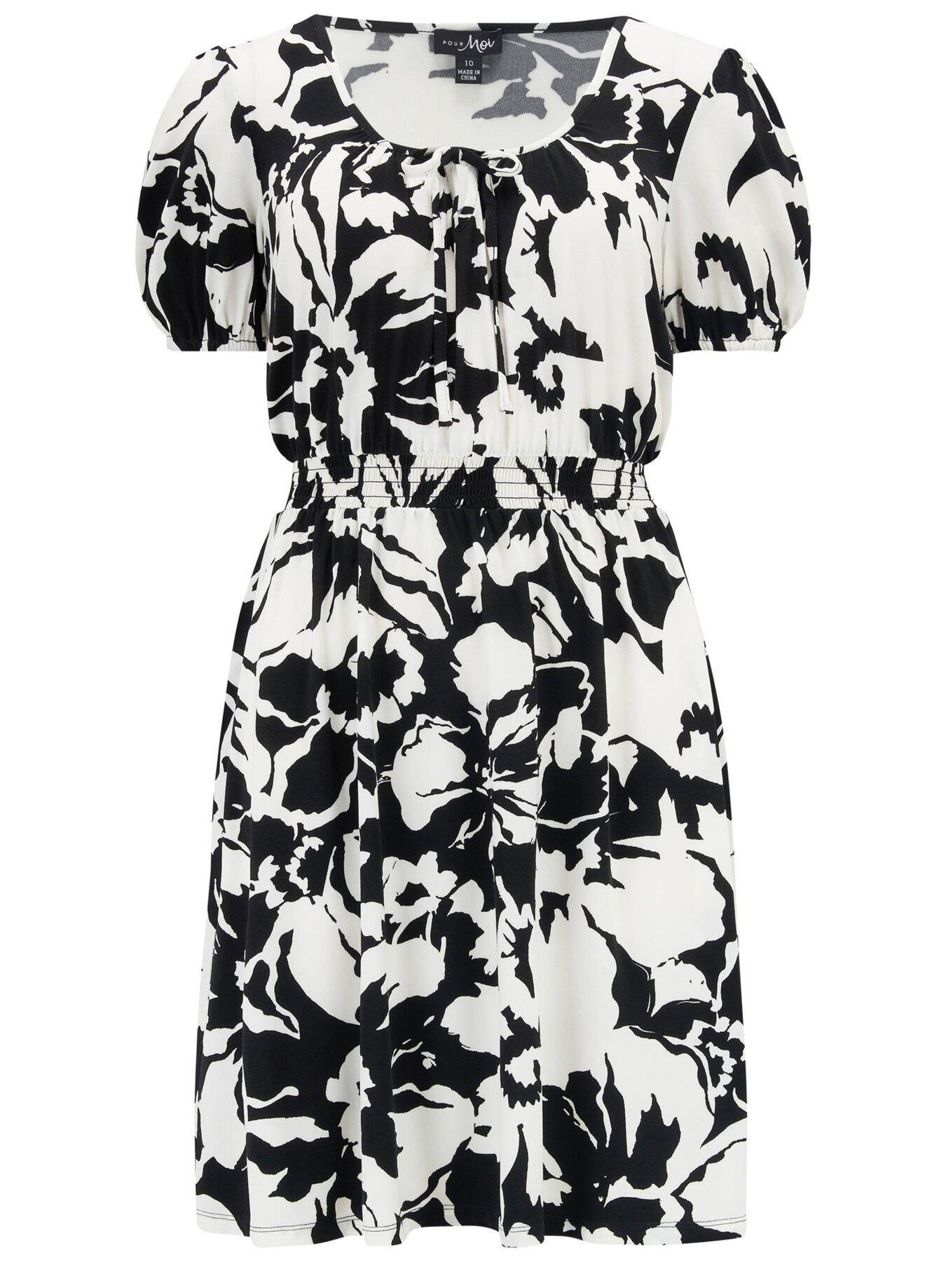 Image 3 of 4 of Pour Moi Evangeline Gathered Neckline Slinky Jersey Dress - Dark Floral