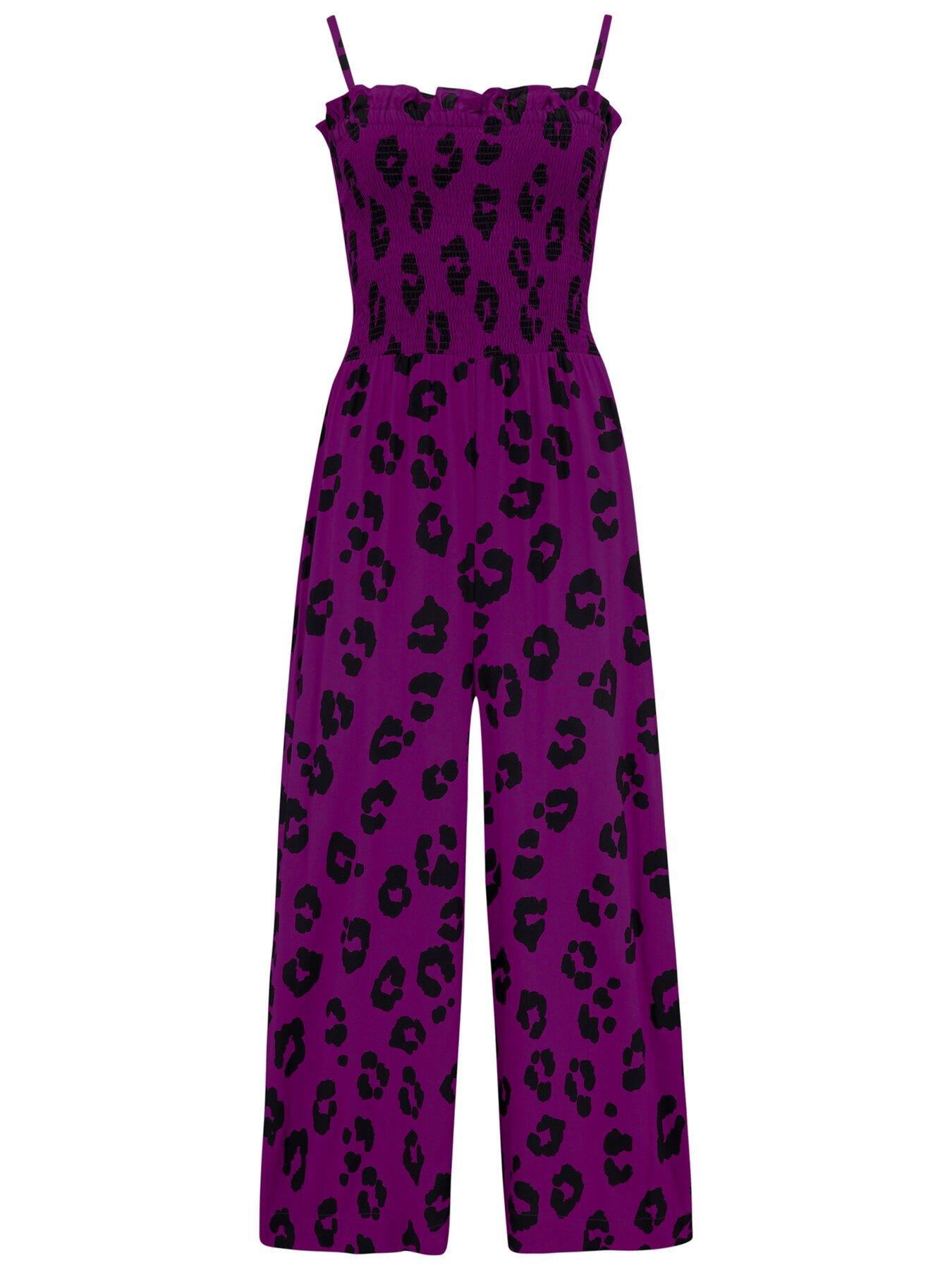 Pour Moi Tie Strap Shirred Bodice Jumpsuit - Purple | Very.co.uk