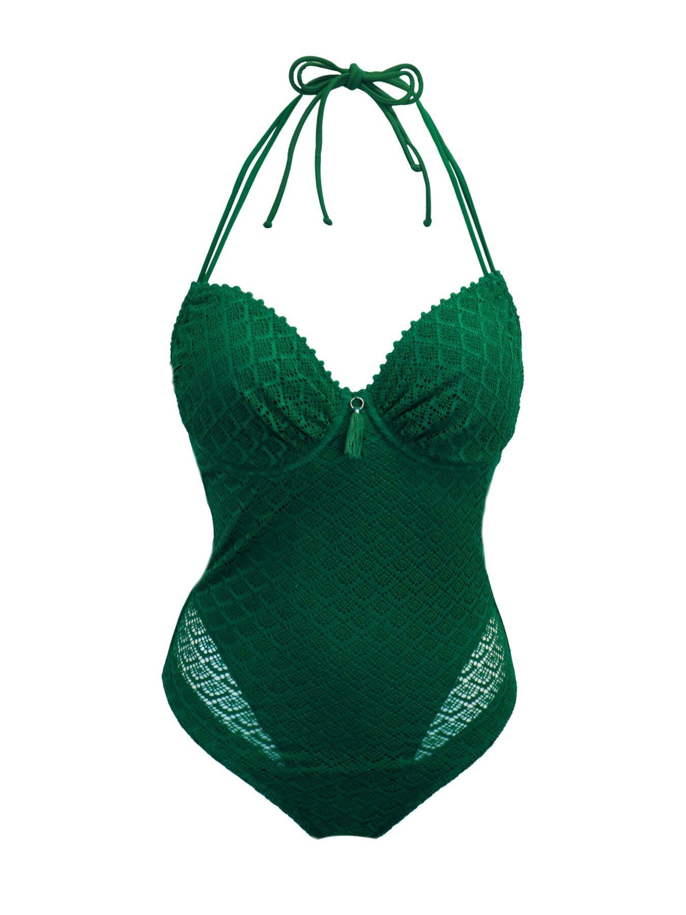 Image 3 of 4 of Pour Moi Castaway Adjustable Halter Underwired Swimsuit - Green