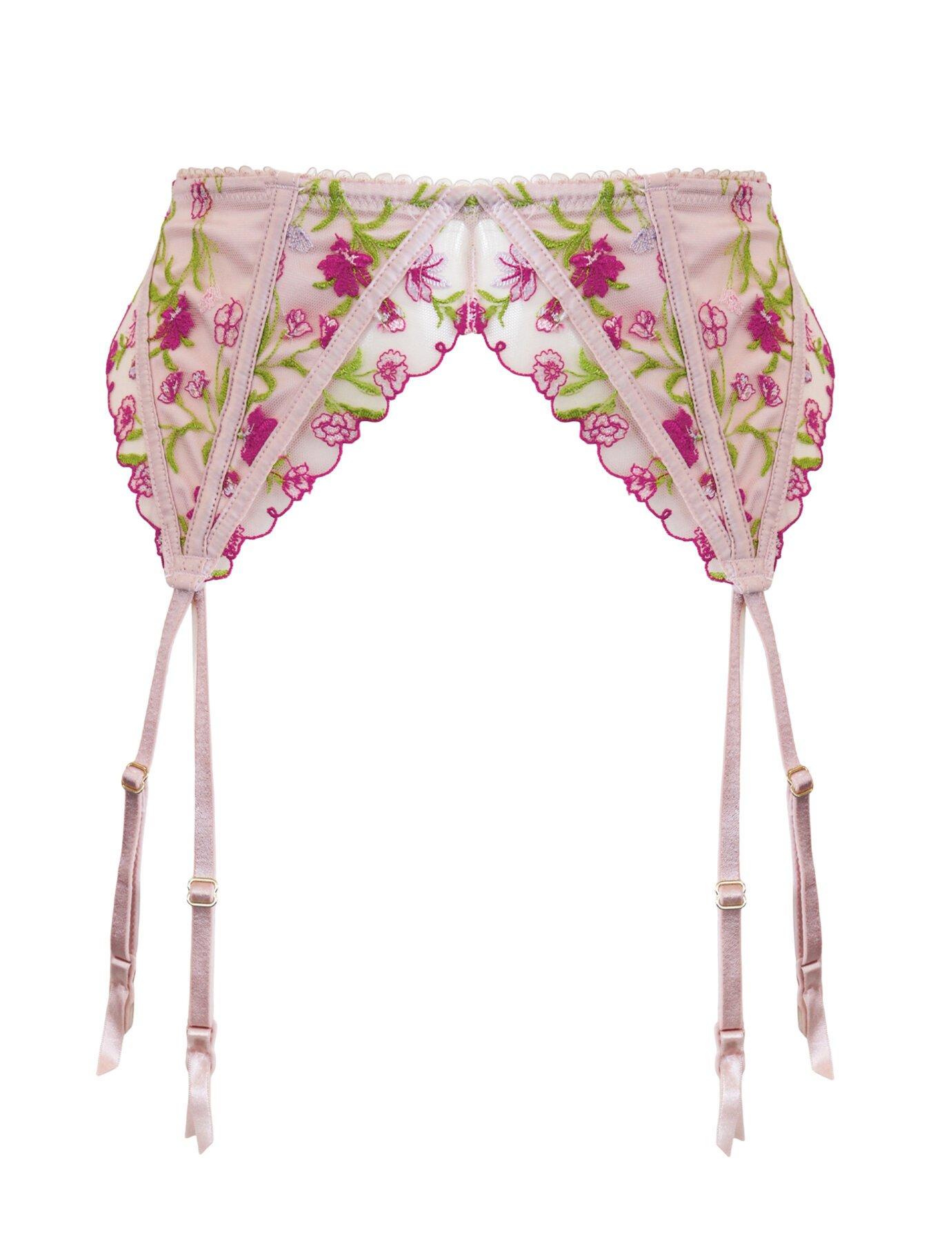 Image 3 of 3 of Pour Moi India Embroidery Deep Suspender - Light Pink