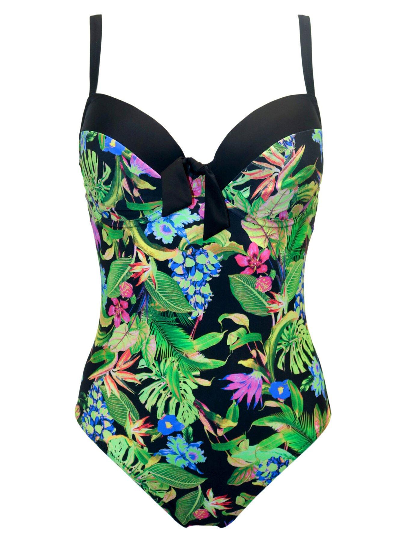 Pour Moi Black Sicily Lightly Padded Underwired Frill Swimsuit