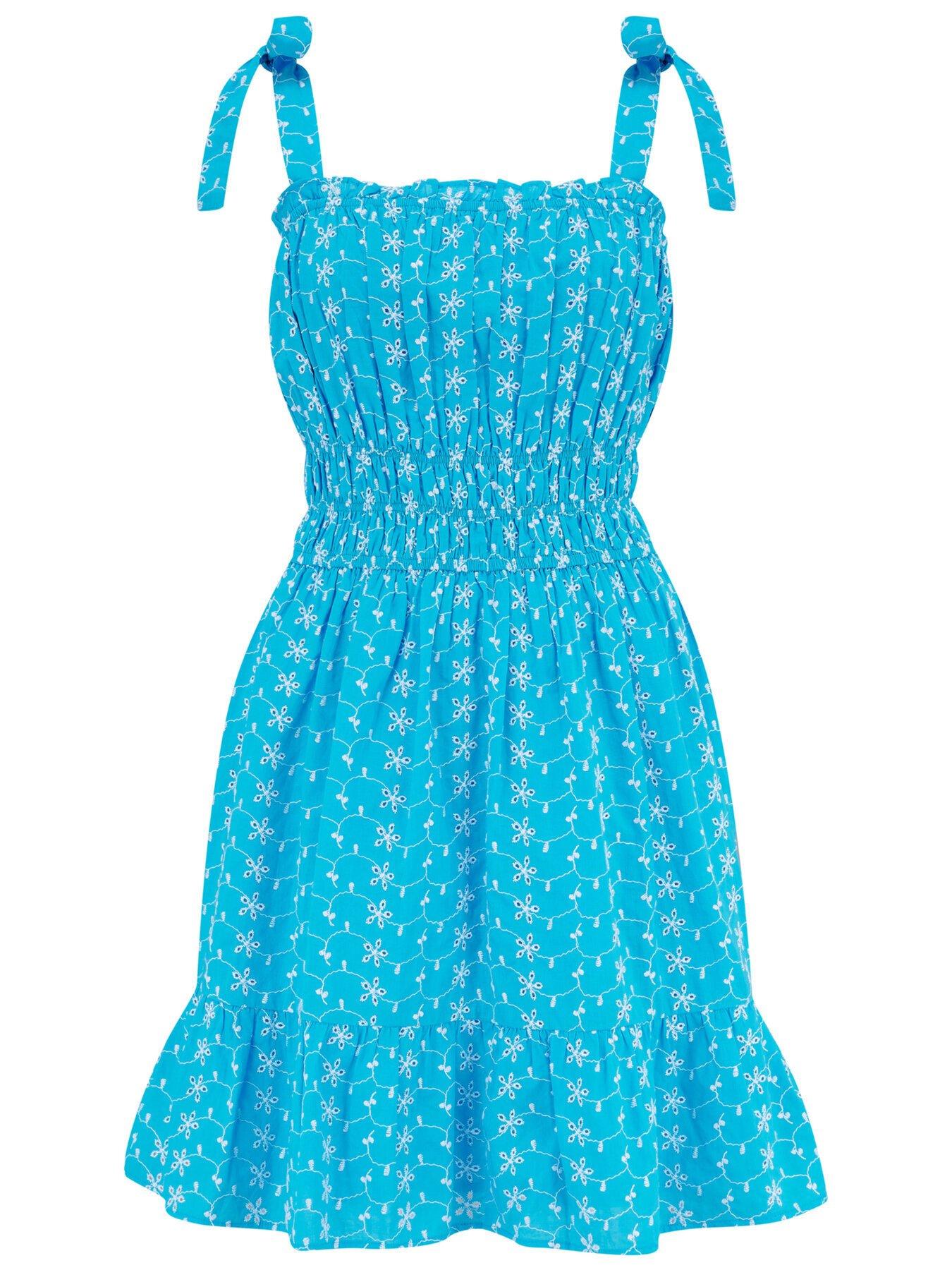Image 3 of 4 of Pour Moi Hannah Embroidered Woven Tie Strap Dress - Aqua