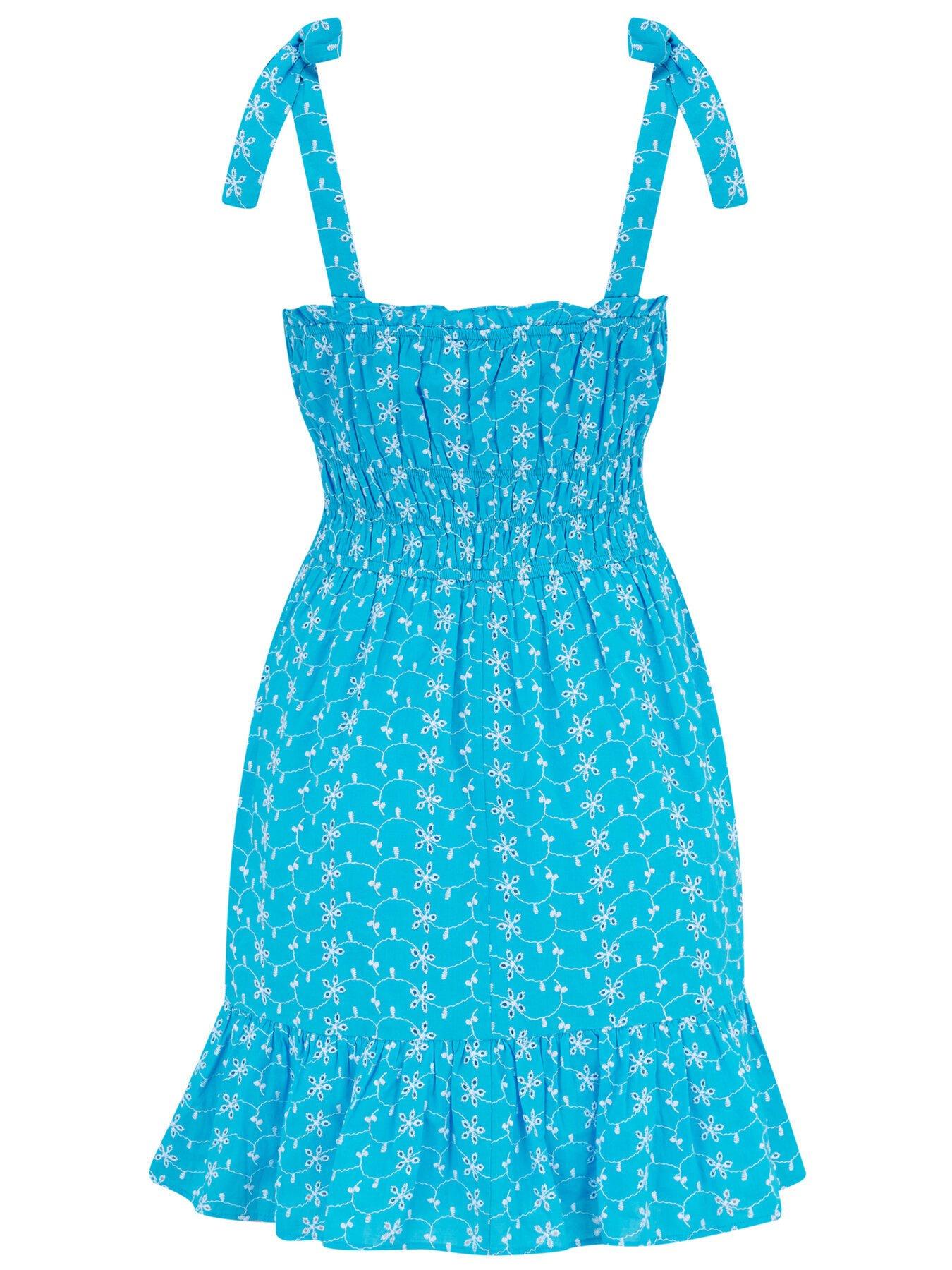 Image 4 of 4 of Pour Moi Hannah Embroidered Woven Tie Strap Dress - Aqua