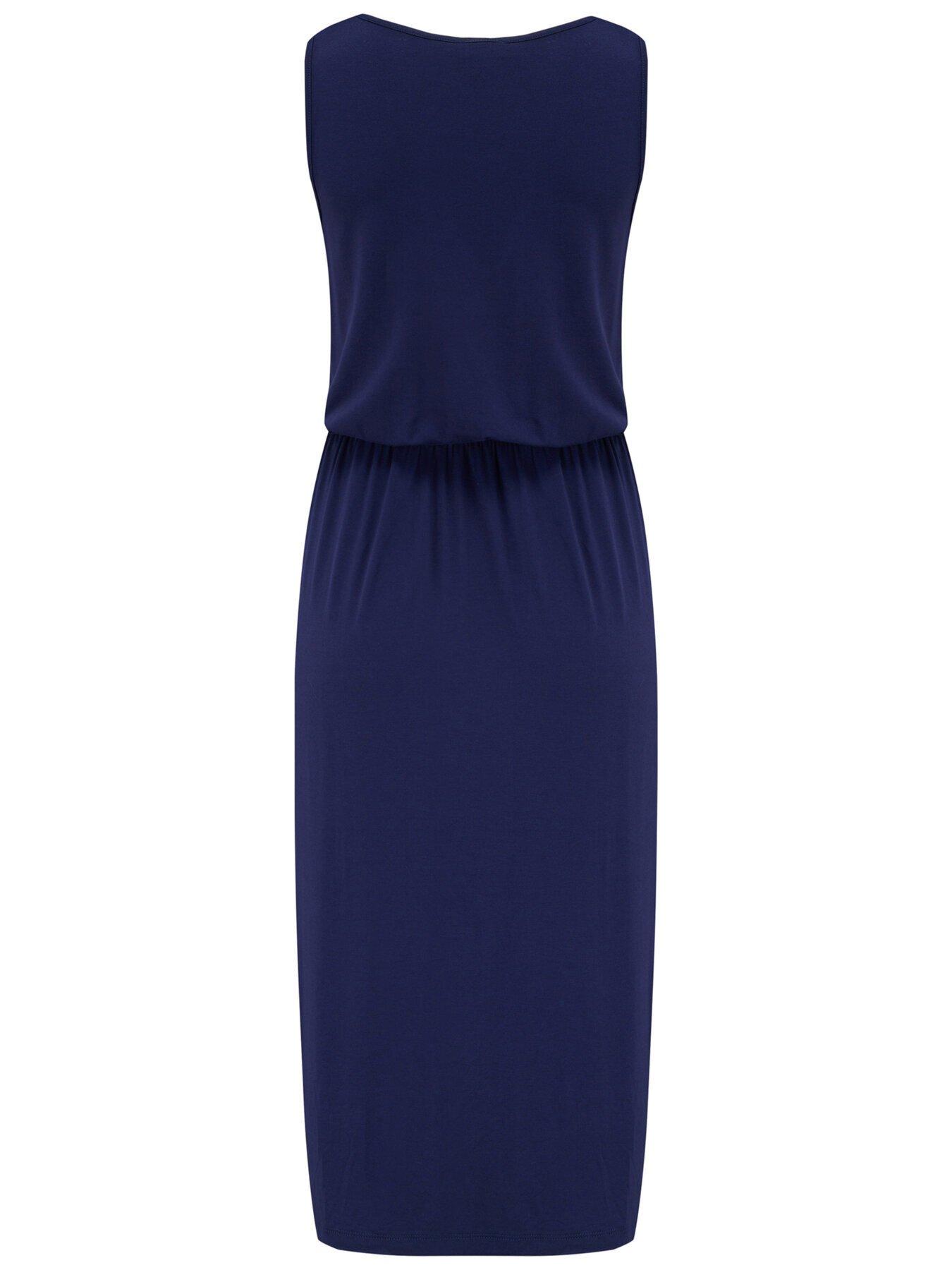 Pour Moi Jessie Notch Neck Jersey Midi Dress Dark Blue Very