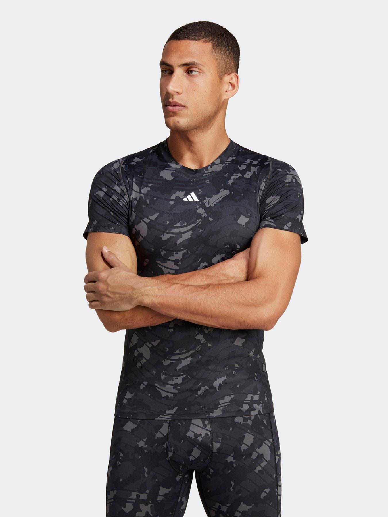 adidas Techfit Allover Print Training T-Shirt | Very.co.uk