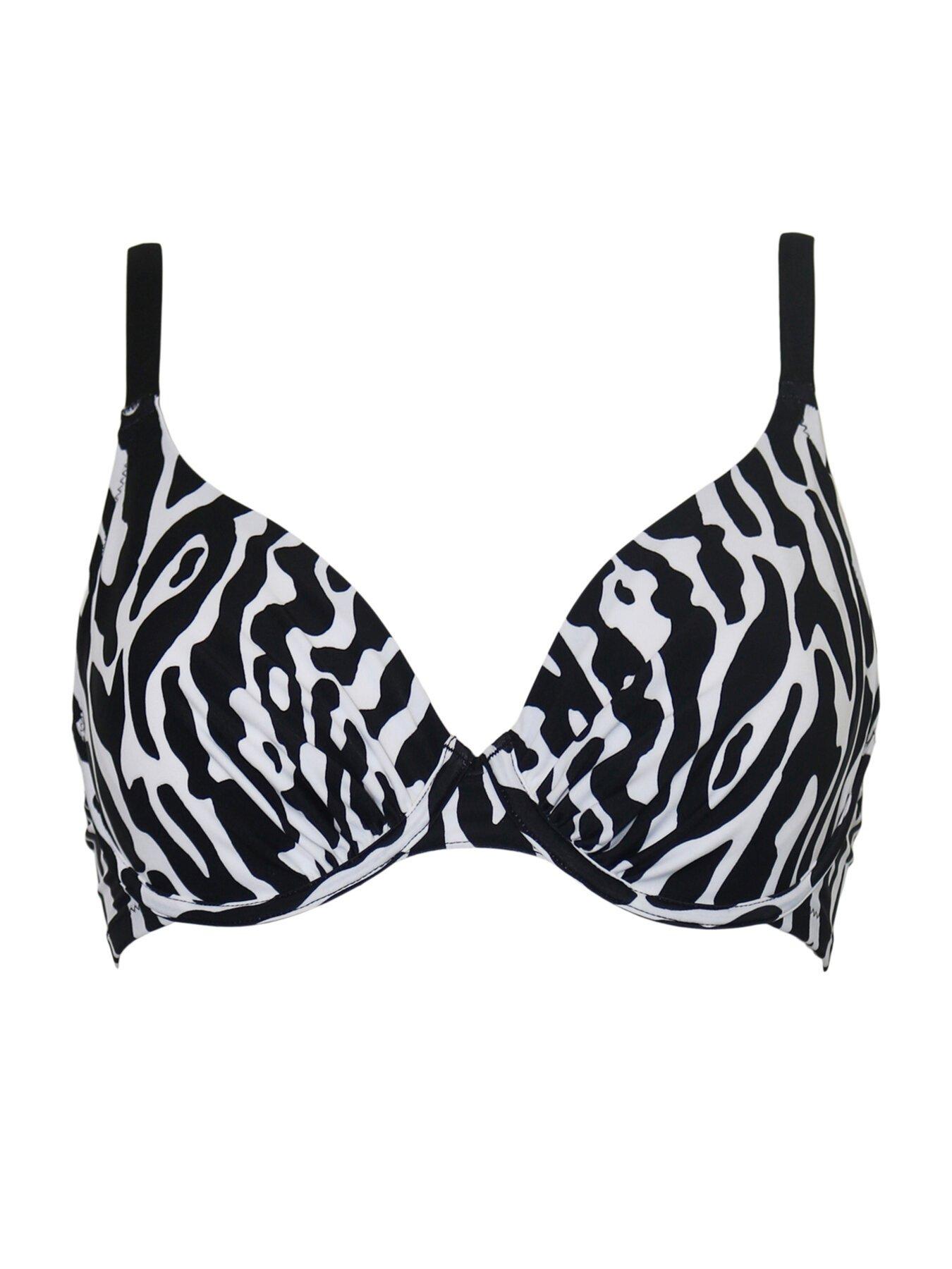 Pour Moi Fuller Bust Freedom Underwired Bikini Top In Monochrome-multi In  Black,white