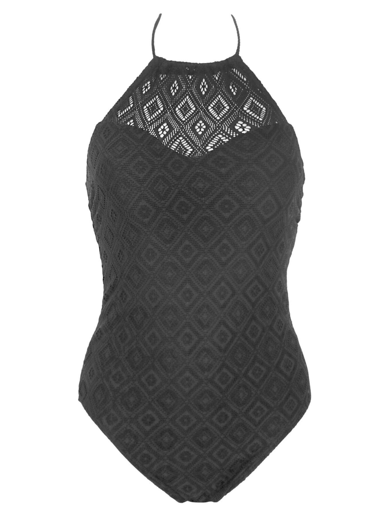 Pour Moi Summer Breeze High Neck Halter Swimsuit Black Very