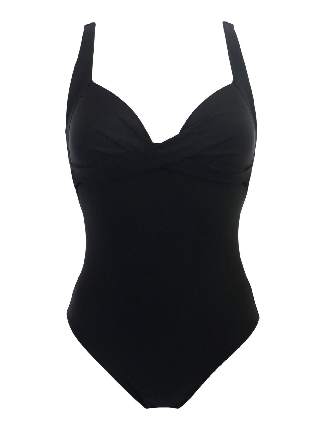 Pour Moi Valencia Twist Front Lightly Padded Non-Wired Tummy Control  Swimsuit - Black