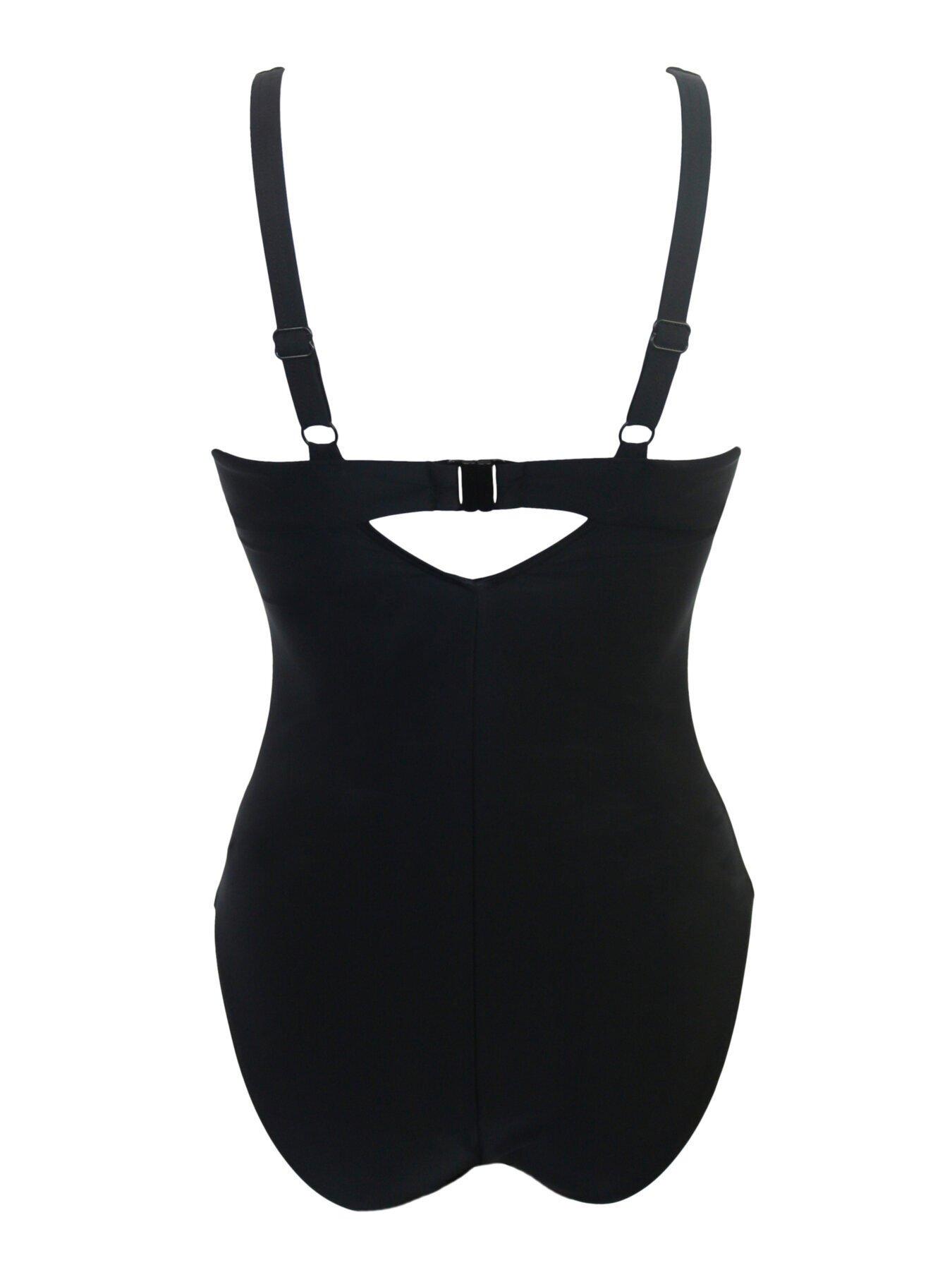 Image 4 of 4 of Pour Moi Valencia Twist Front Lightly Padded Non-Wired Tummy Control Swimsuit - Black