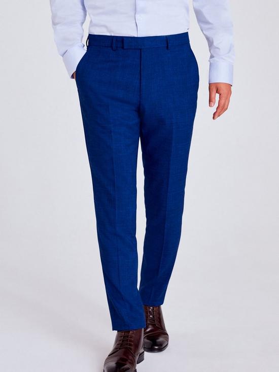 front image of moss-slim-fit-slub-trousers-nbsp--blue