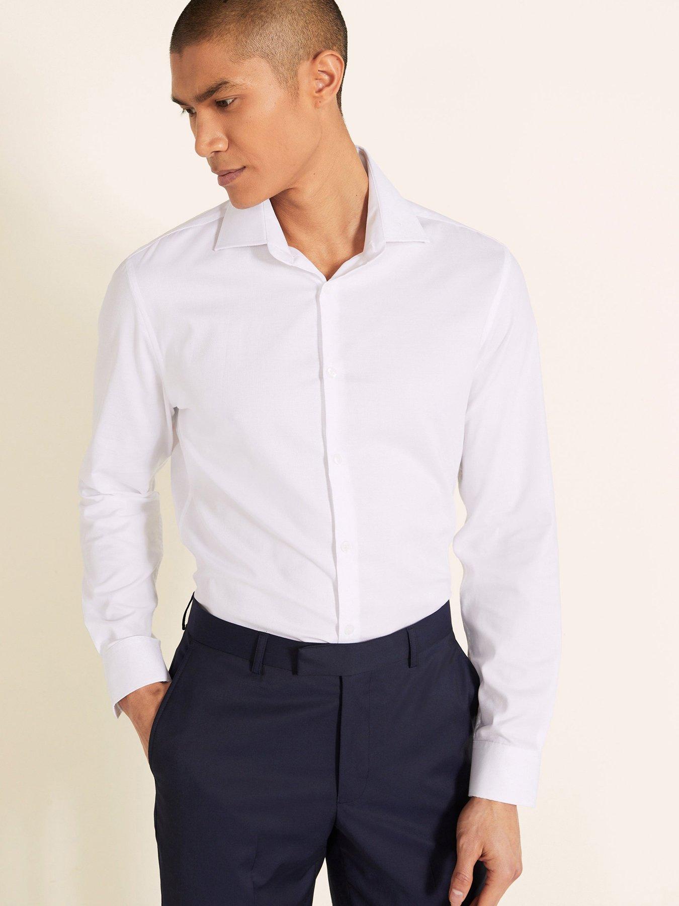 Slim Fit Dobby Stretch Shirt - White