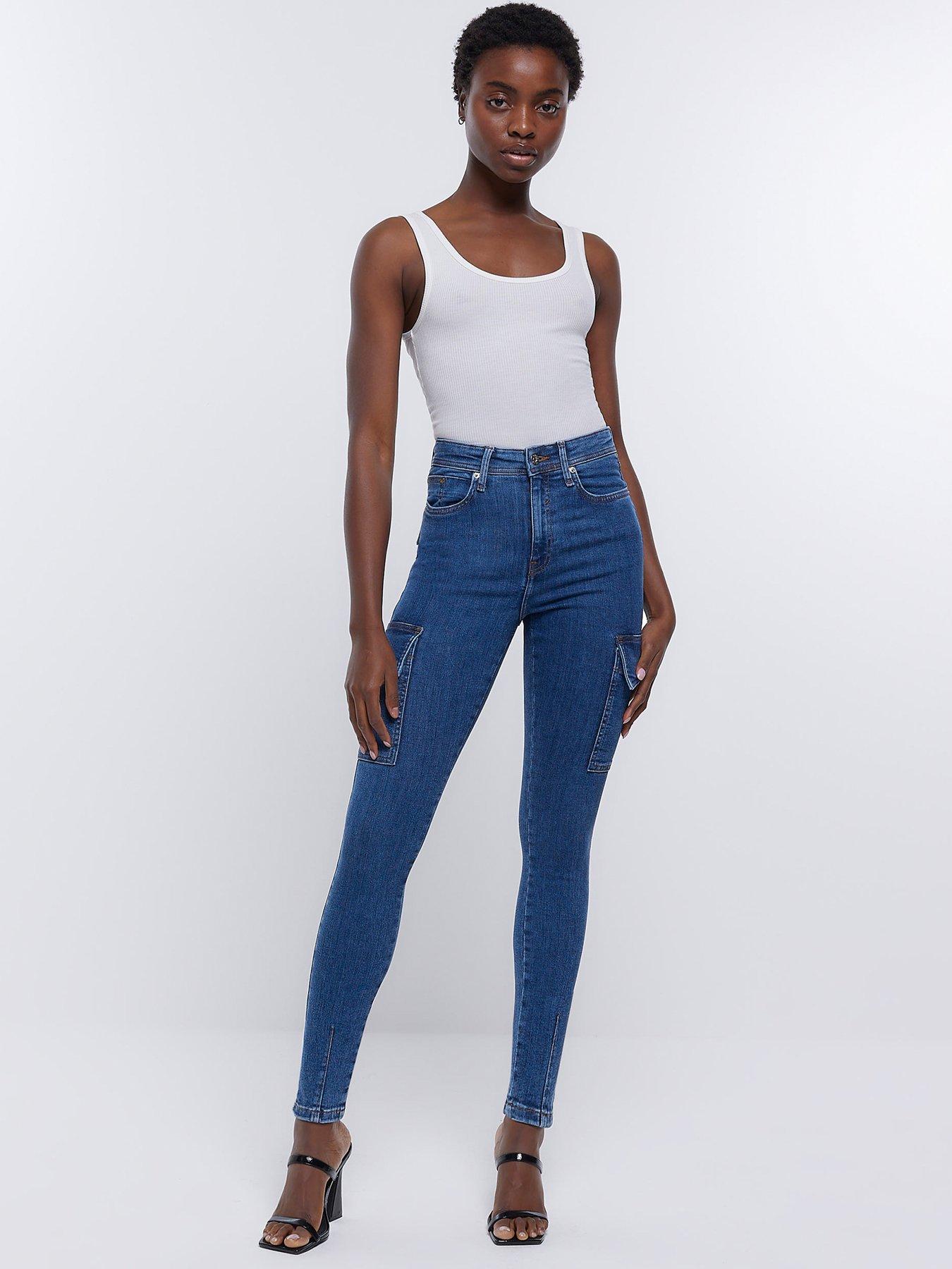 High waisted blue cheap skinny jeans