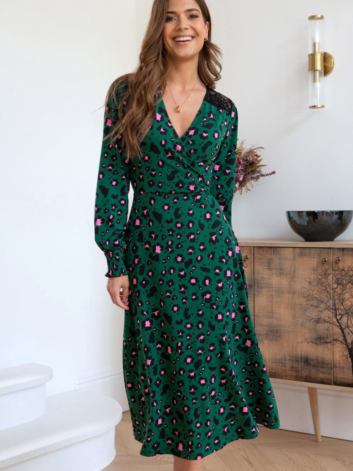 Image 1 of 4 of Pour Moi Lucinda Jersey Lace Detail Long Sleeve Midi Dress