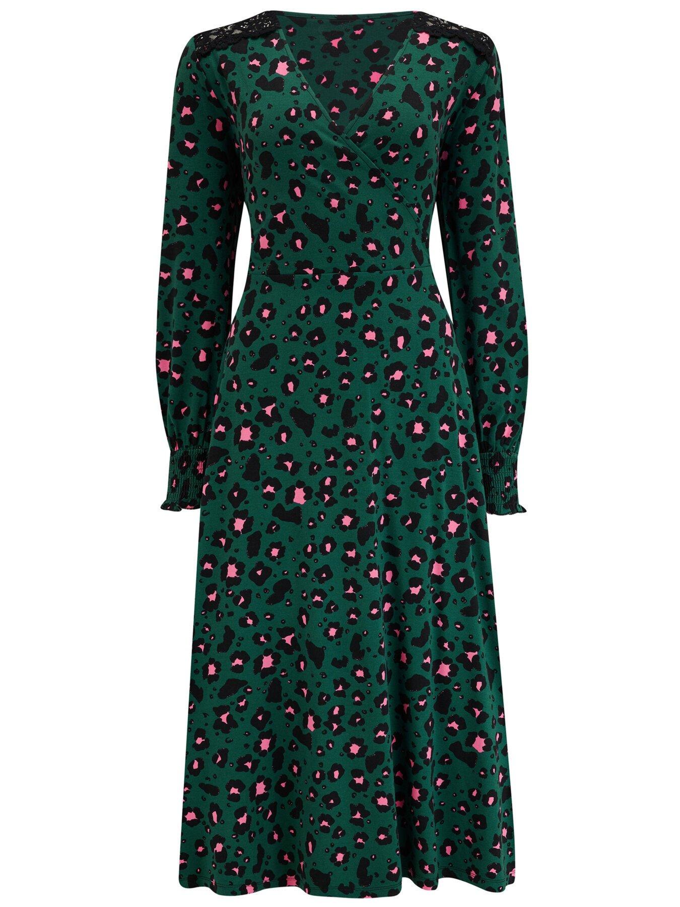 Image 3 of 4 of Pour Moi Lucinda Jersey Lace Detail Long Sleeve Midi Dress