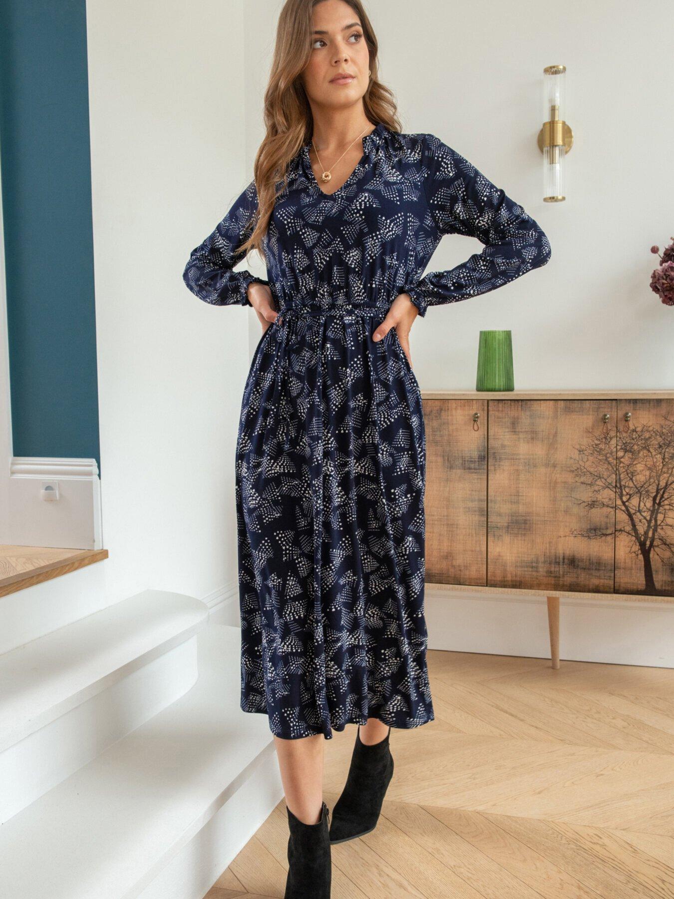 undefined Bridget Slinky Jersey Long Sleeve Midi Dress - Multi