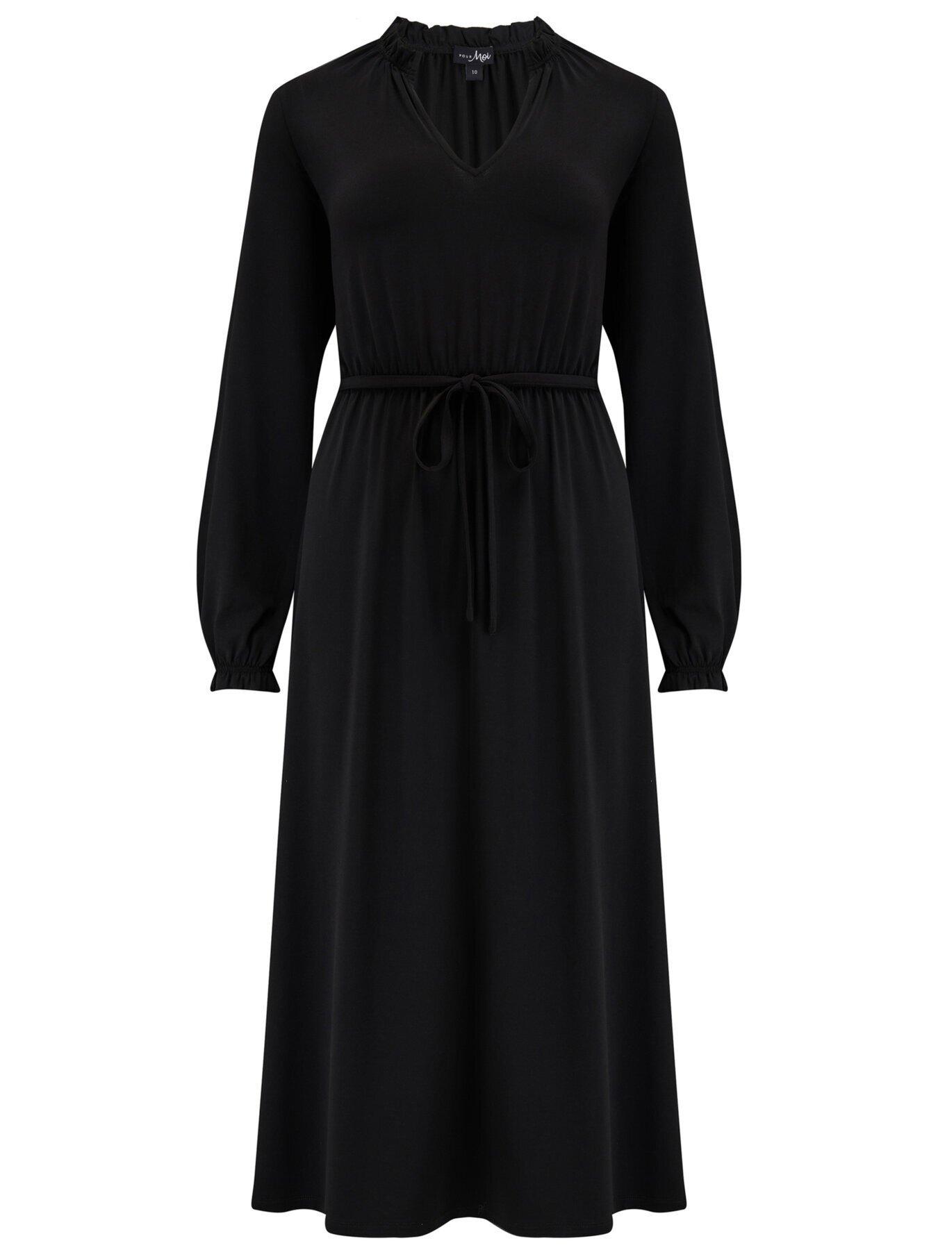 Image 3 of 4 of Pour Moi Bridget Slinky Jersey Long Sleeve Midi Dress - Black