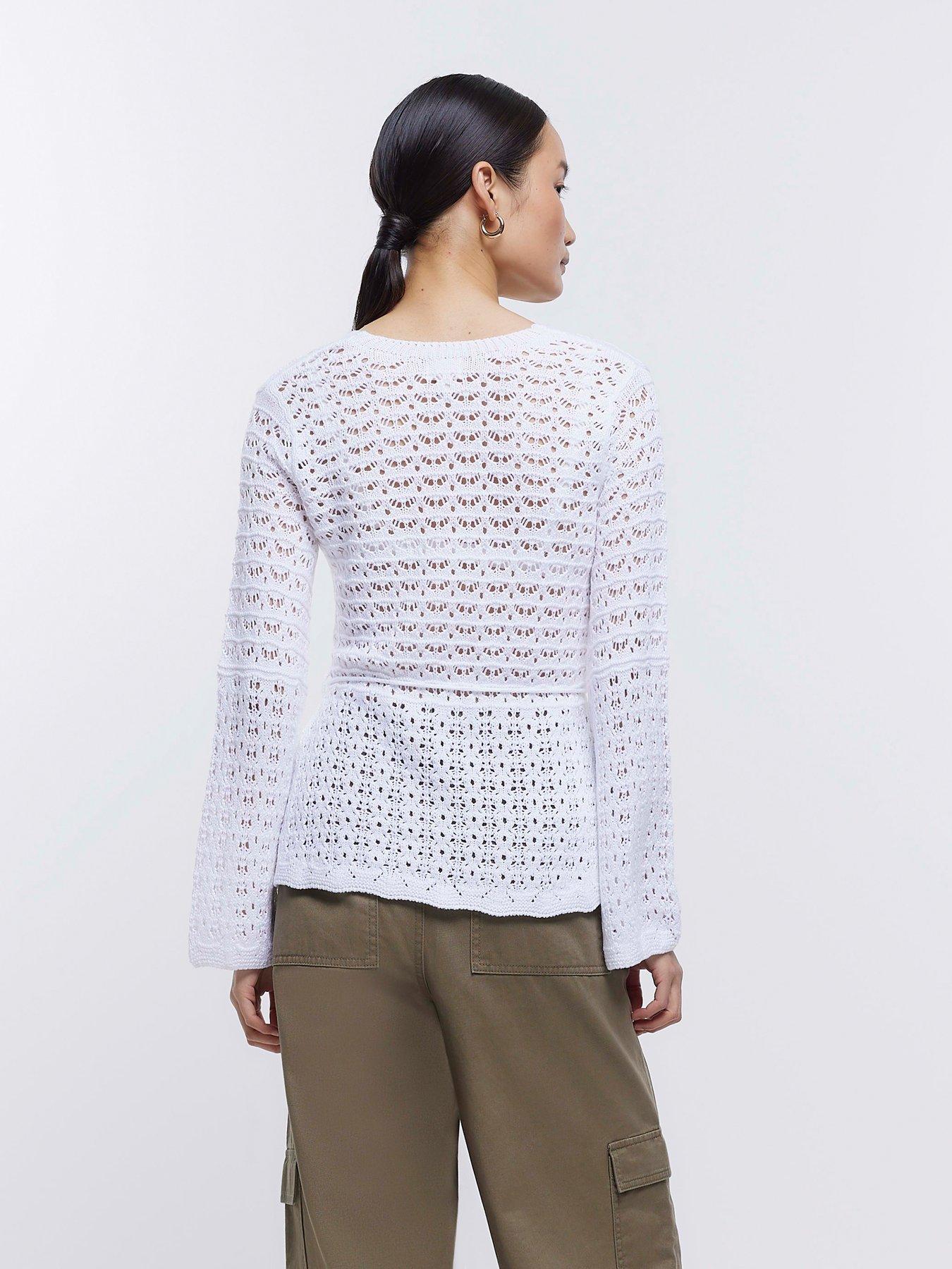 River island deals white crochet top