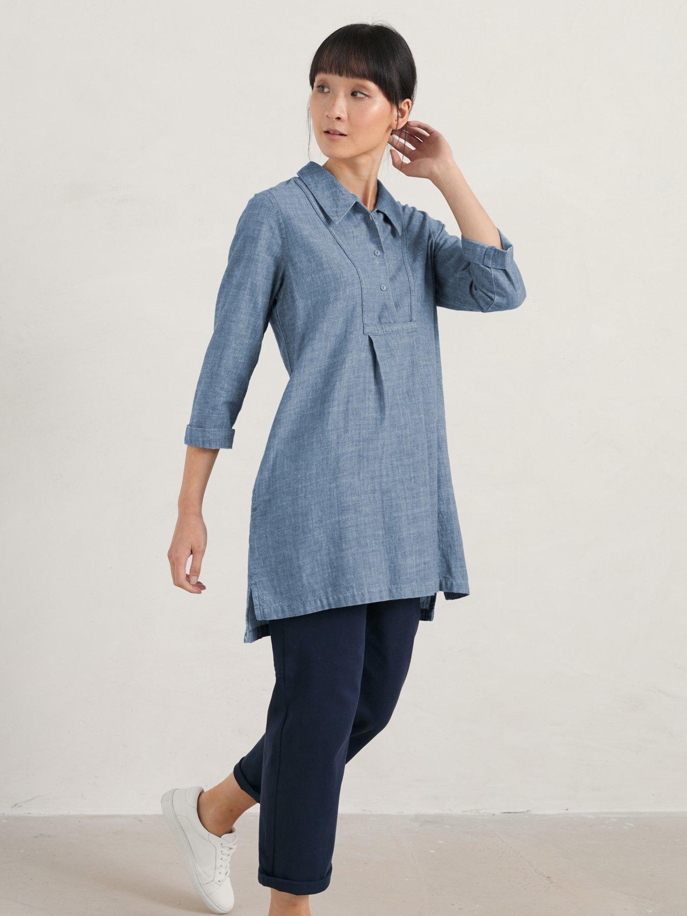 Tide Clock 3/4 Sleeve Tunic - Blue