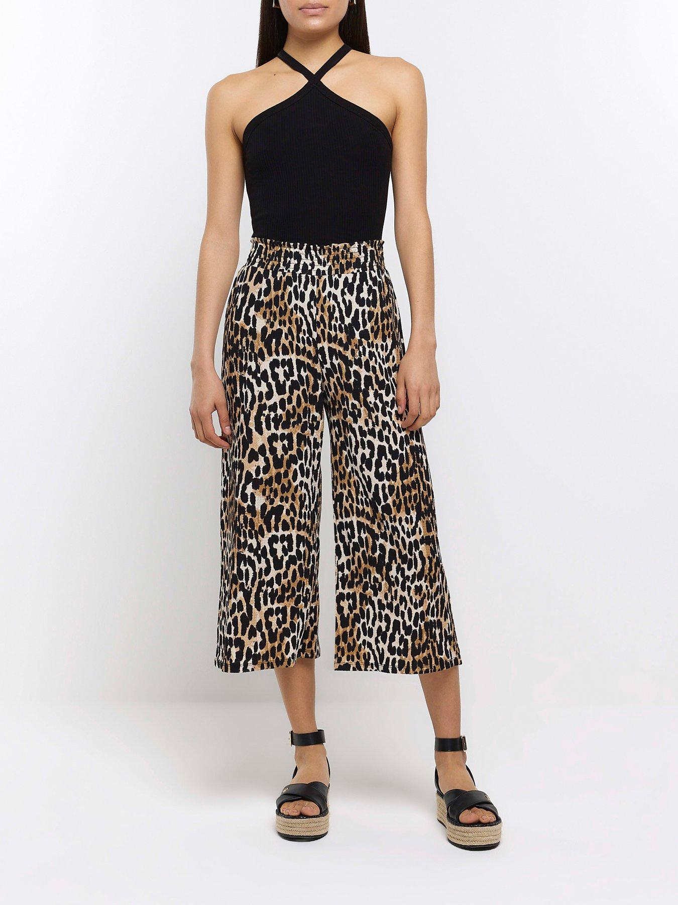 River Island Animal Print Wide Leg Trousers | Very.co.uk