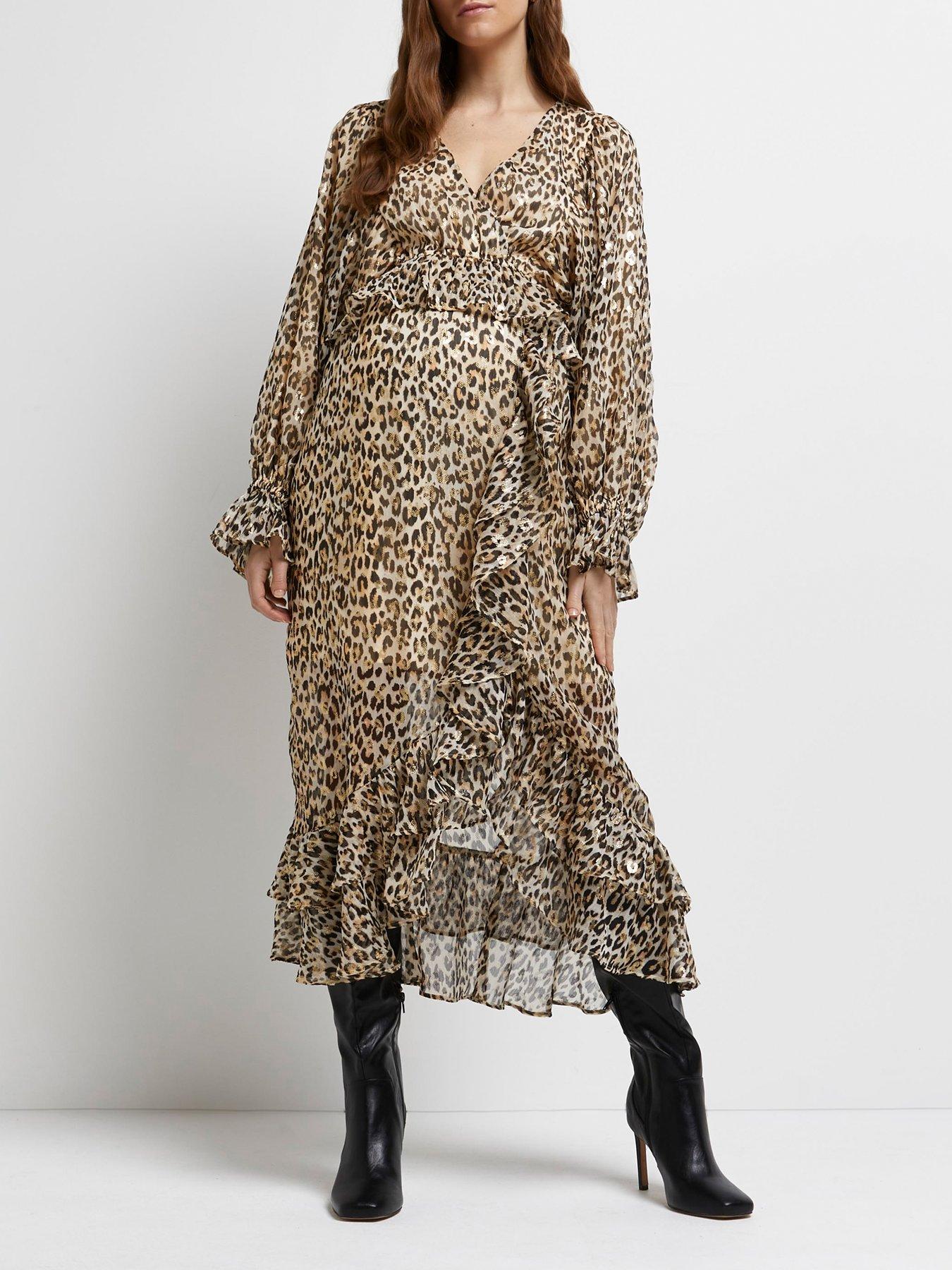 Leopard print maternity maxi dress best sale