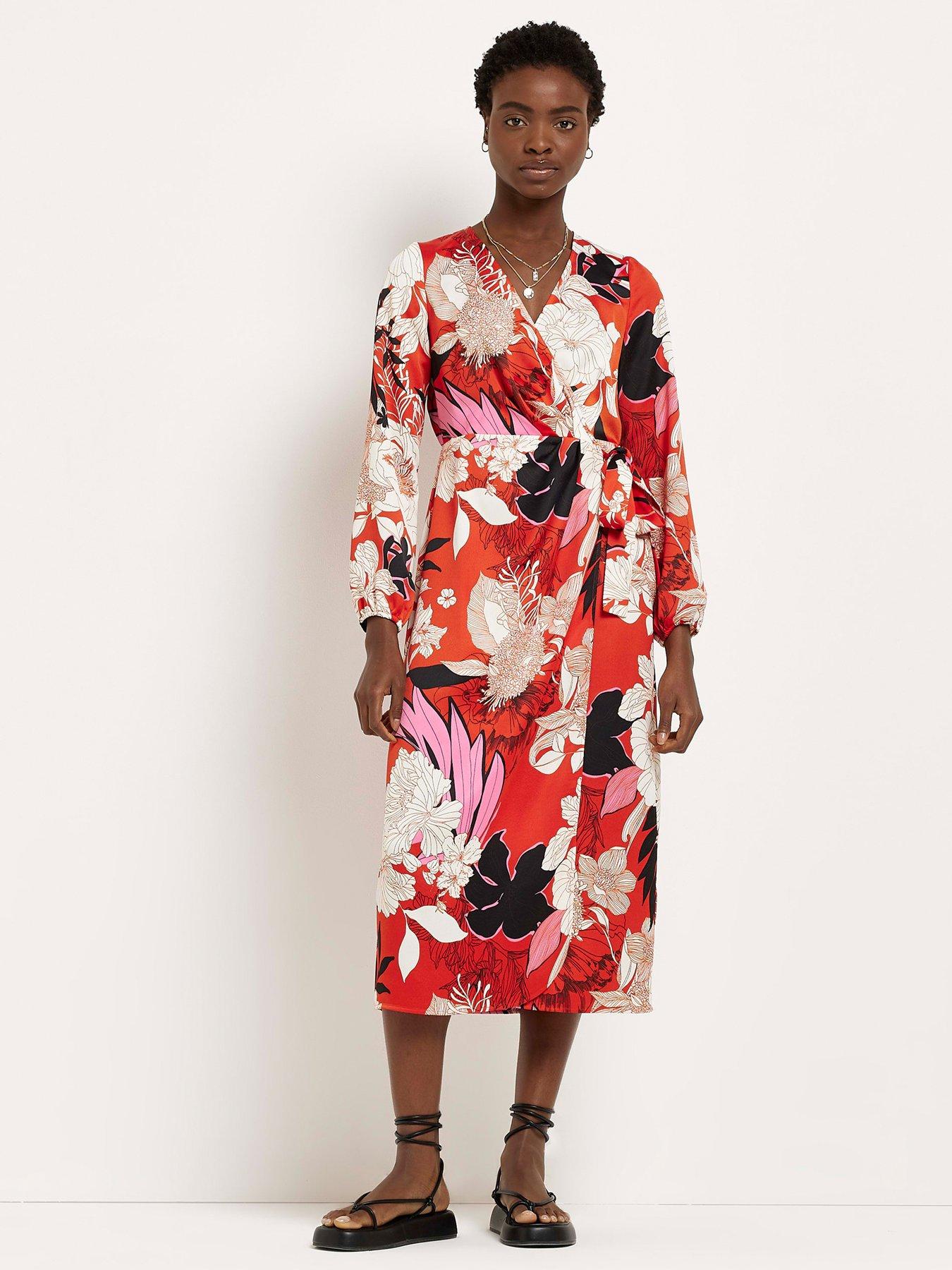 River island red hot sale midi dress