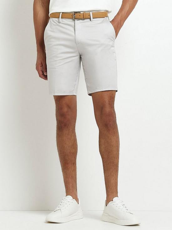 front image of river-island-slim-fit-belted-chino-shorts