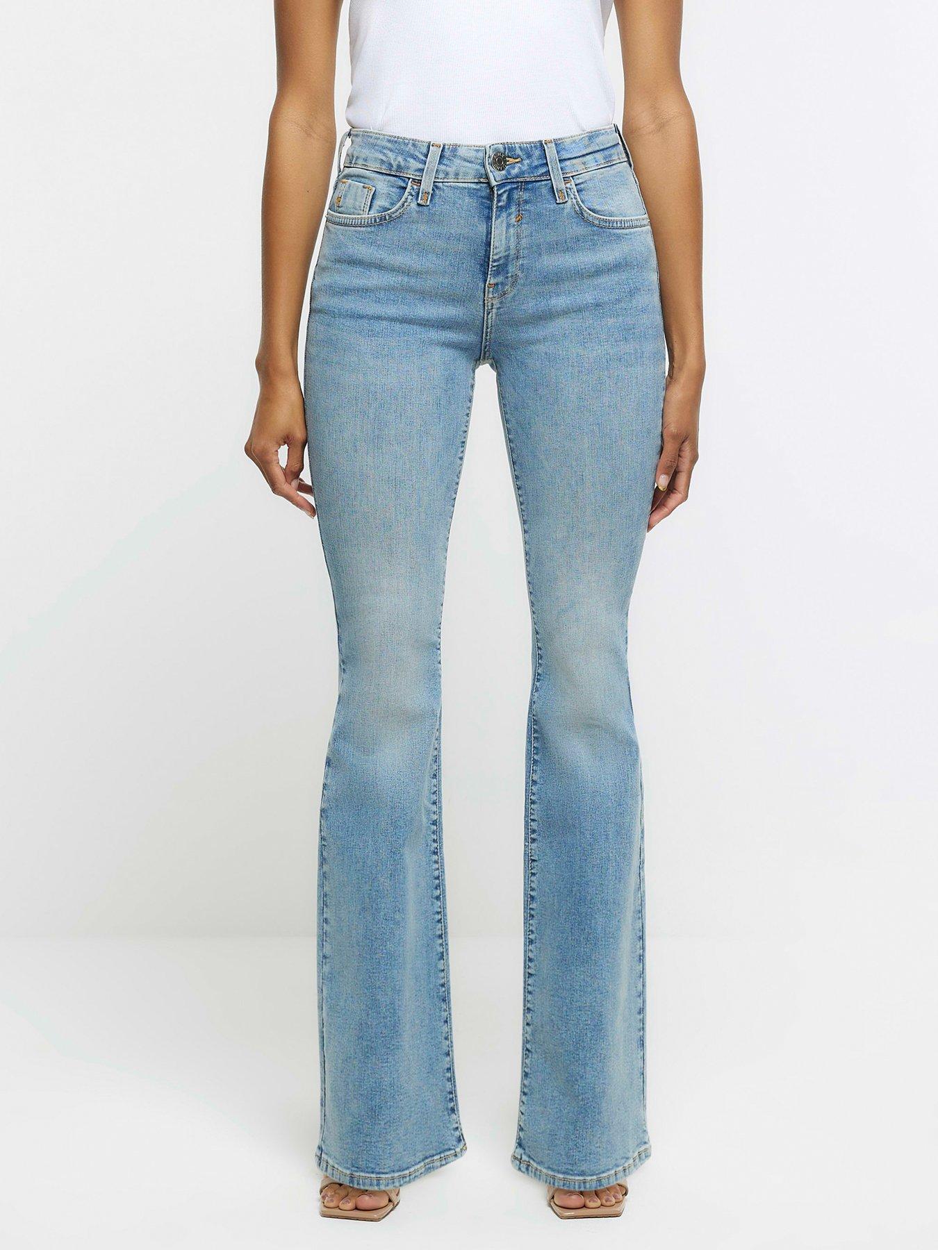 River Island High Waisted Flared Jeans - Blue