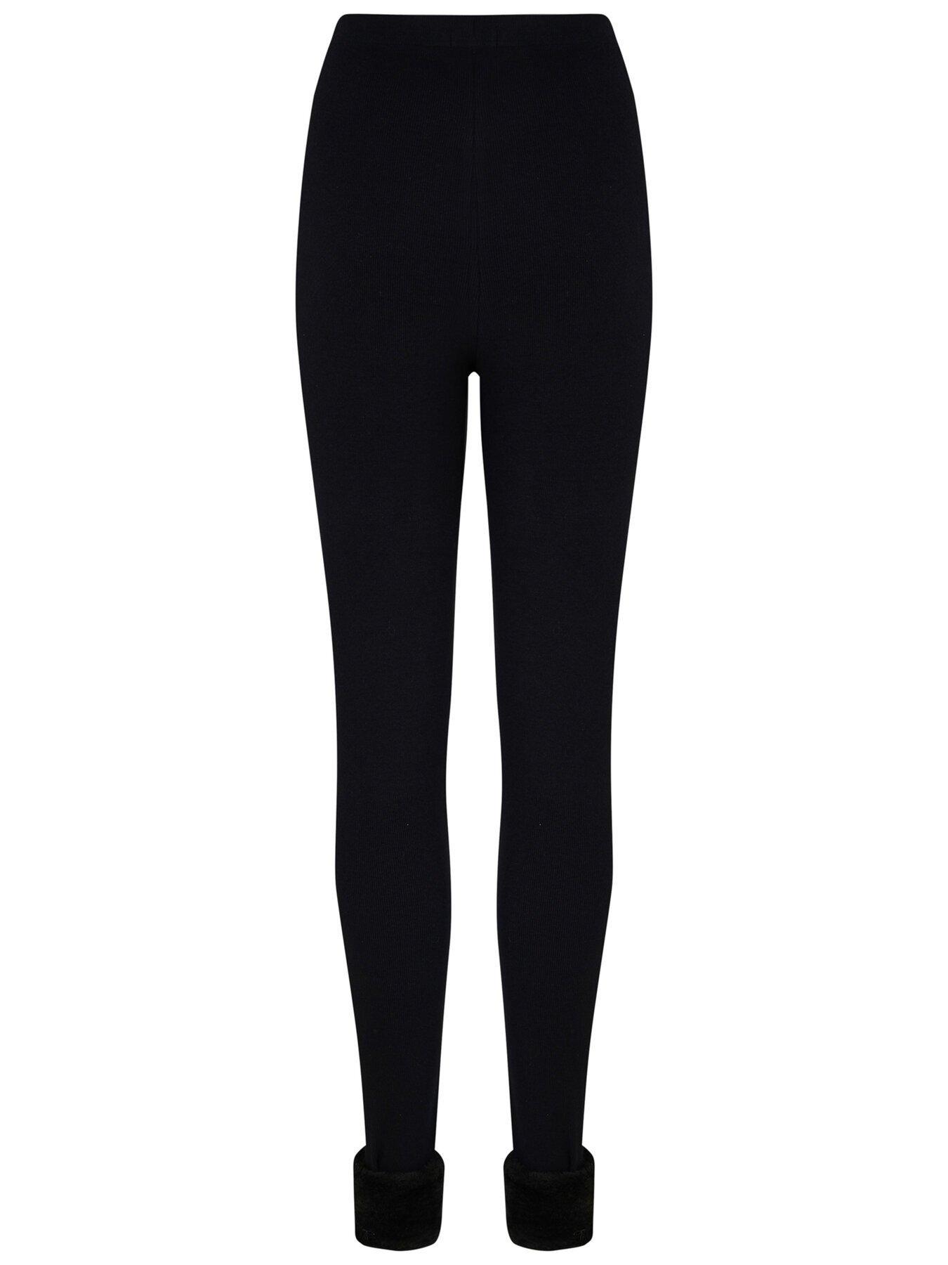 Pour Moi Faux Fur Trim Rib Jersey Loungewear Set Black Very