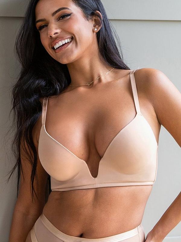 Definitions U Wire Plunge Low Back Push-Up Bra - Light Yellow