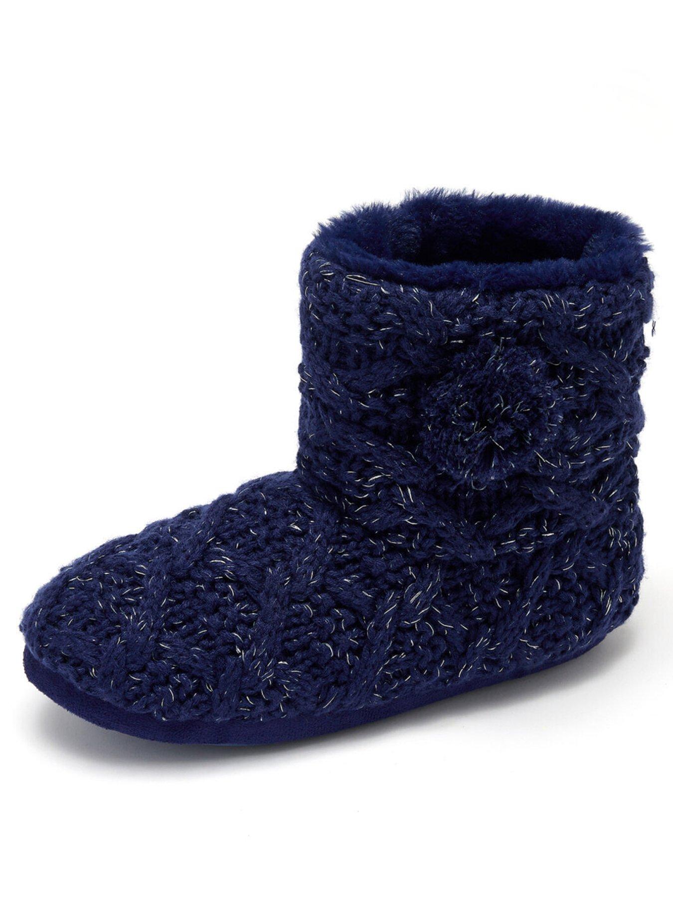 Pour Moi Cable Knit Bootie Slipper - Grey