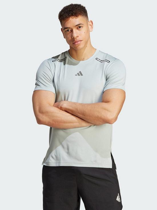 front image of adidas-heatrdy-hiit-elevated-training-tee-grey