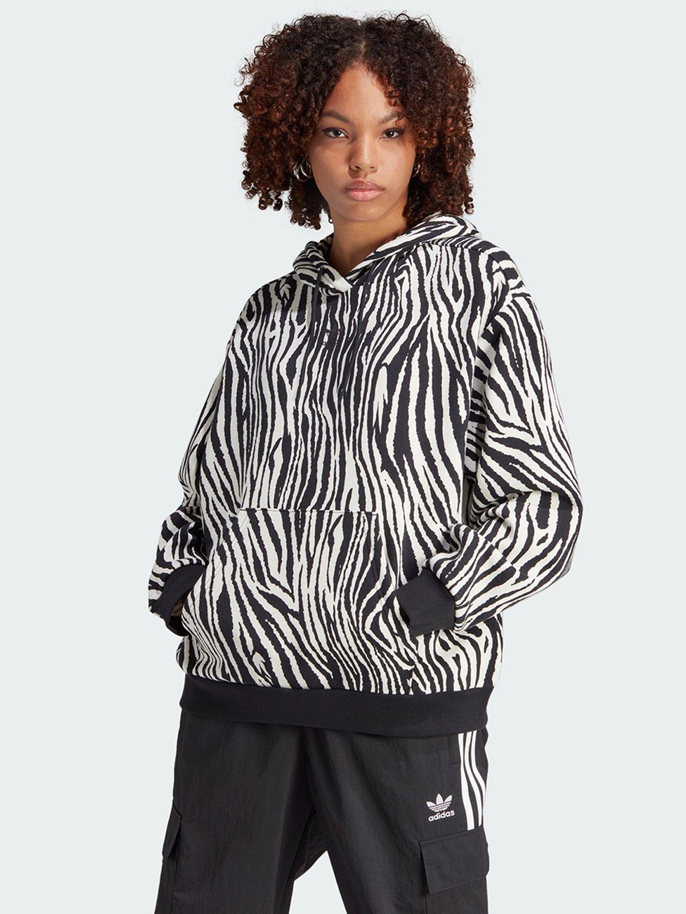 adidas Originals Allover Zebra Animal Print Essentials Hoodie | very.co.uk