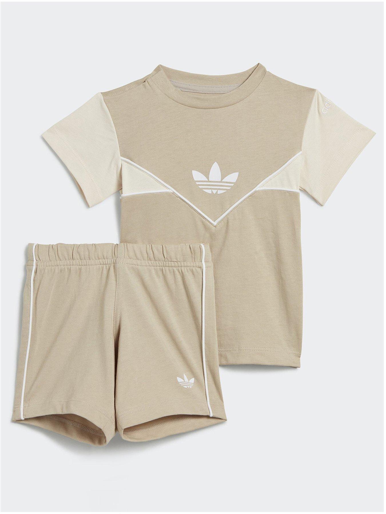 adidas Originals Adicolor Shorts and Tee Set - Beige | very.co.uk