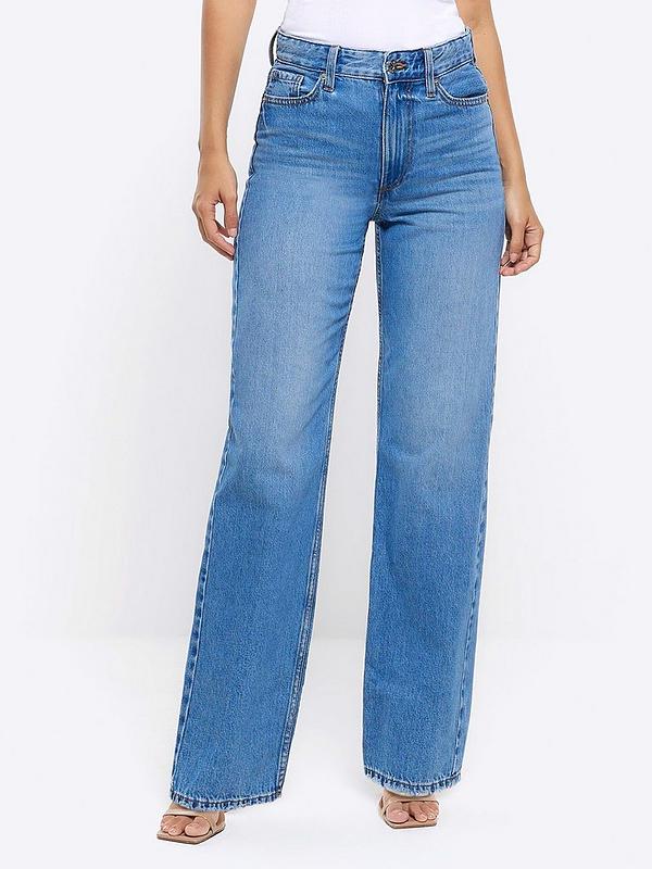 River Island Mid Rise Straight Jeans - Blue | Very.co.uk