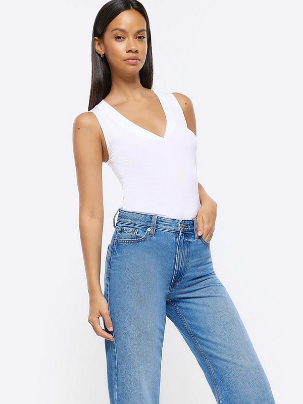 River Island Mid Rise Straight Jeans - Blue | Very.co.uk
