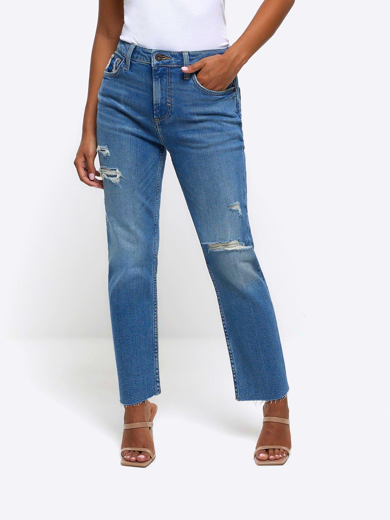 Blue ripped best sale jeans river island