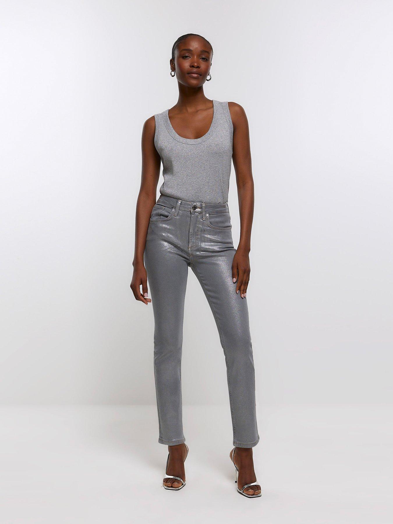 Womens silver 2024 skinny jeans