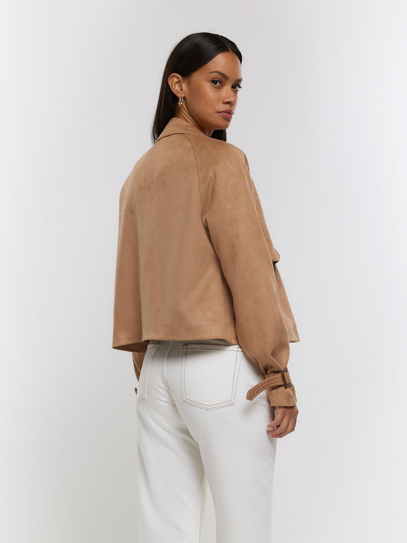 River island faux hot sale suede trench coat